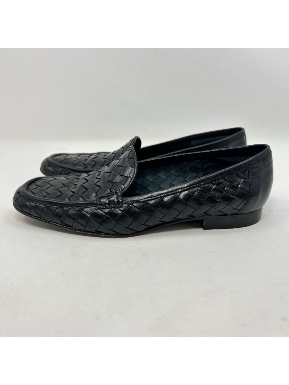 Marshall Field’s Woven Leather Slip On Loafers Black Men’s Size 7M Made in Italy